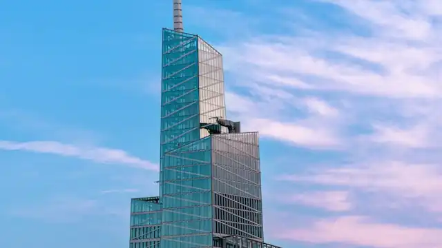 Tour Summit One Vanderbilt à New York vue depuis un autre observatoire, au coucher du soleil