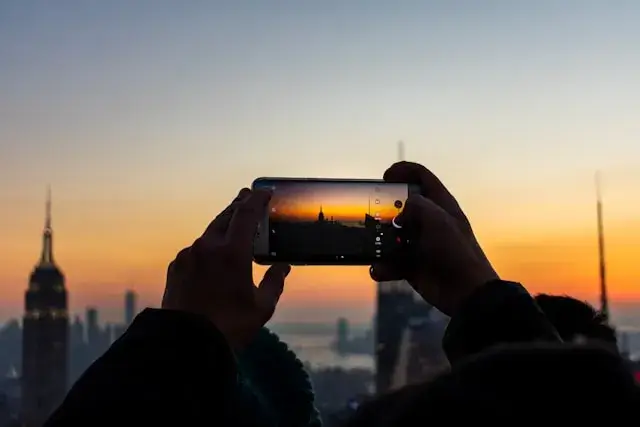 photo prise au coucher de soleil du top of the a rock a new york 