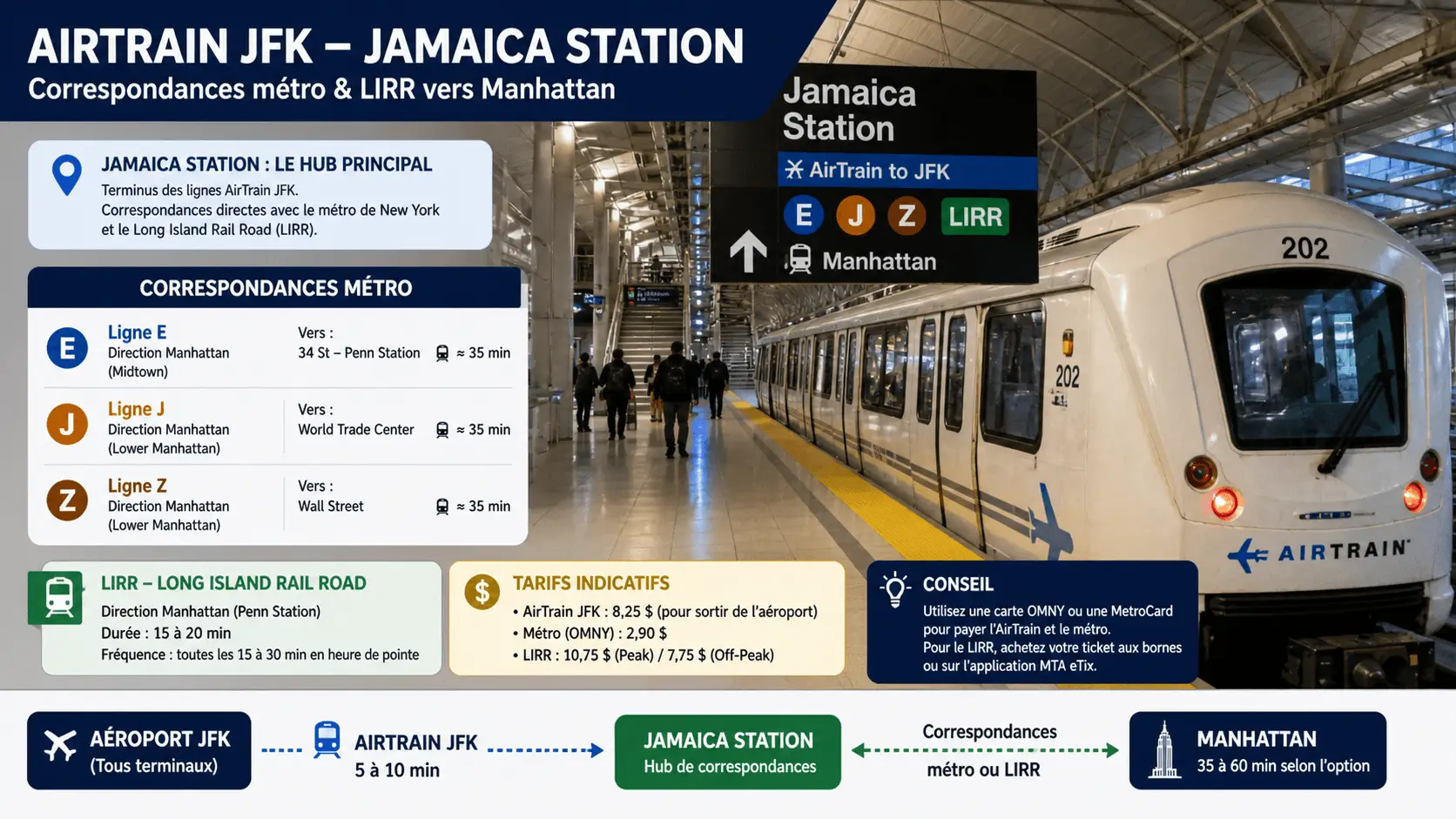 airtrain jfk jamaica station correspondance metro lirr new york