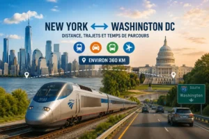 Trajet entre New York et Washington DC en train, voiture et avion