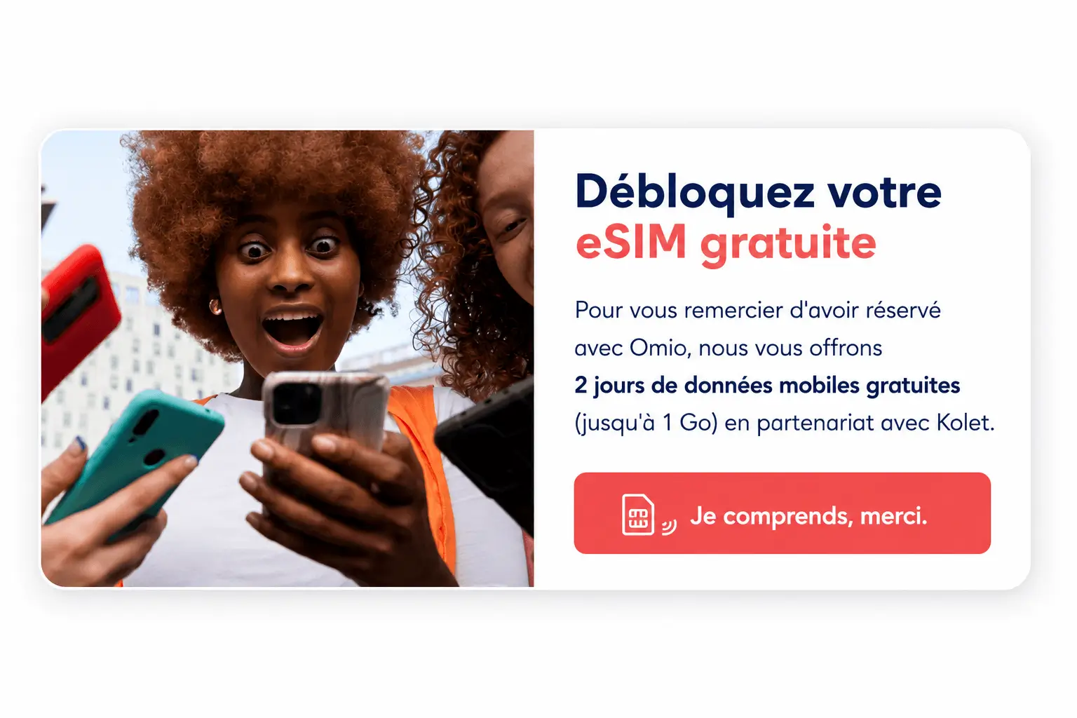 eSIM offerte après réservation d’un train entre New York et Boston